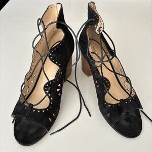 Nine West Black Heeled Lace-up Sandals